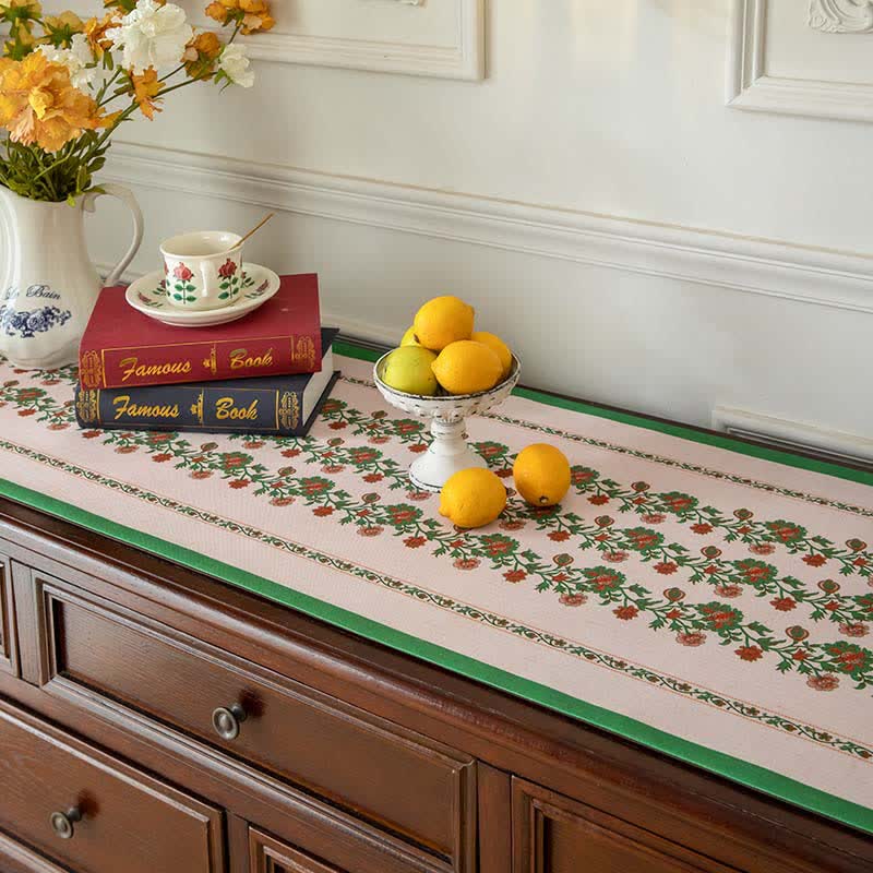 Ownkoti Elegant Floral Table Runner with Tassel Trim - image 2