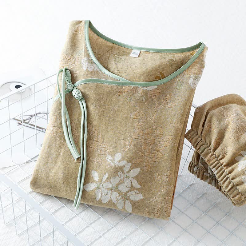 Ownkoti Floral Cotton Chinese Knot Loungewear Set - image 3