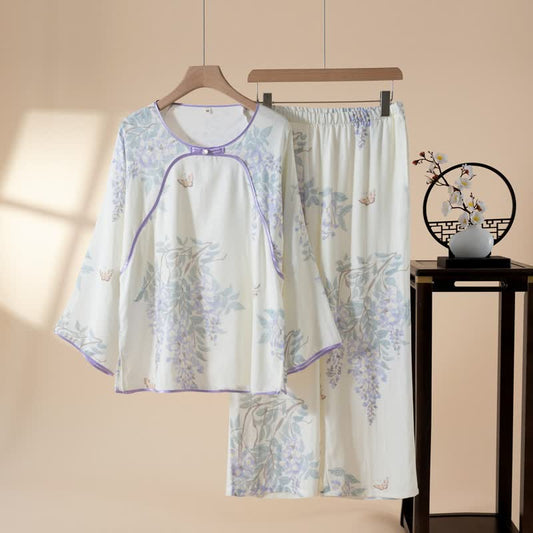 Ownkoti Floral Butterfly Bamboo Fiber Women's Pajamas - Purple - XXL - image 0