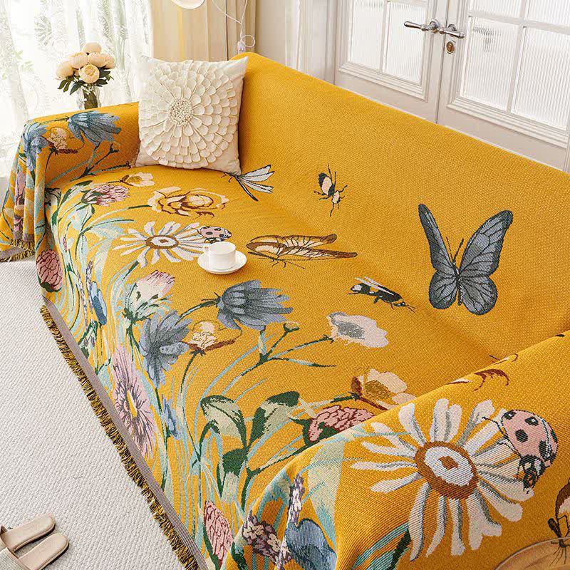 Ownkoti Vintage Floral Tassel Sofa Protector - image 1