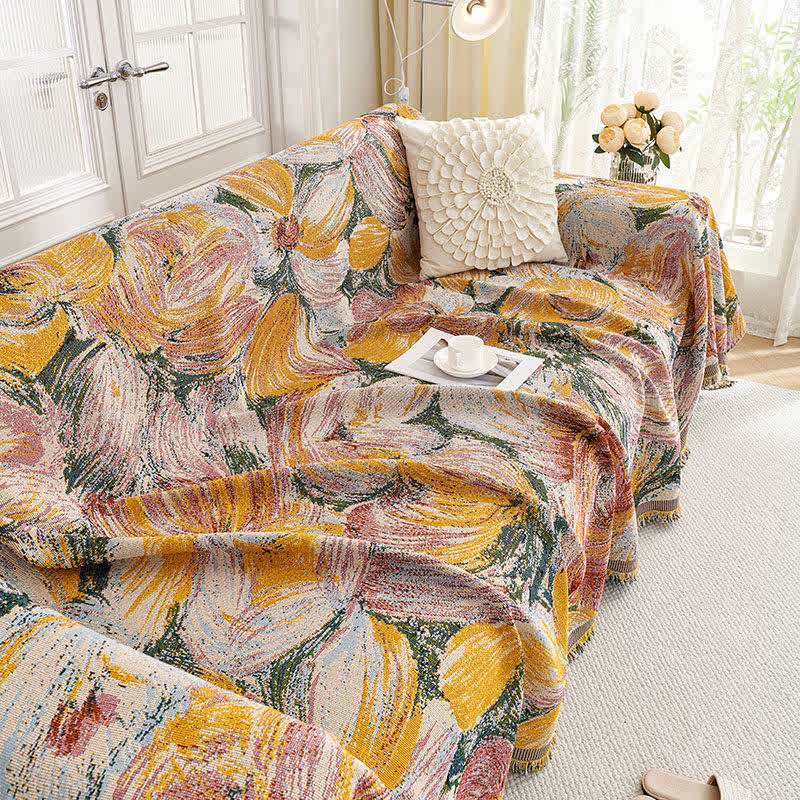 Ownkoti Abstract Floral Tassel Trim Sofa Protector - image 7