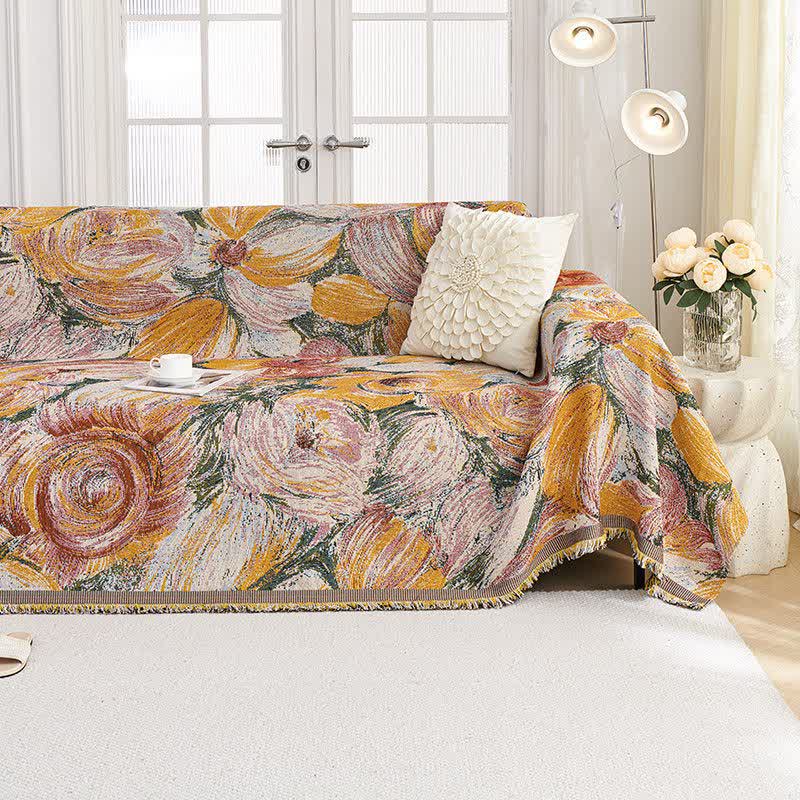 Ownkoti Abstract Floral Tassel Trim Sofa Protector - image 3