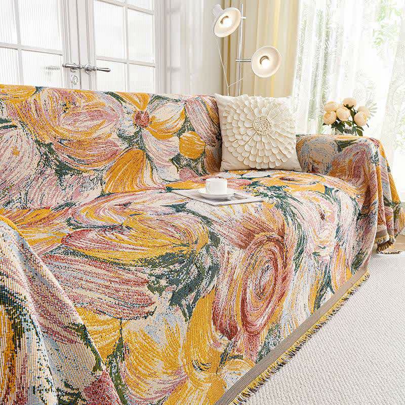 Ownkoti Abstract Floral Tassel Trim Sofa Protector - image 5
