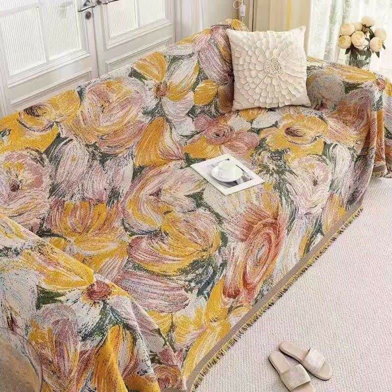 Ownkoti Abstract Floral Tassel Trim Sofa Protector - image 4