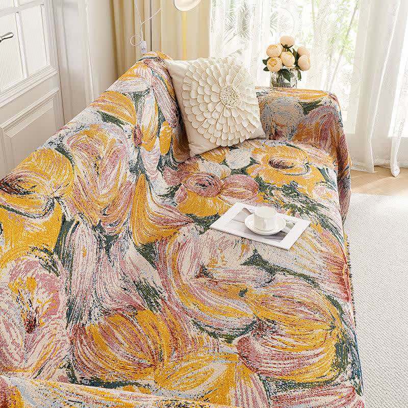 Ownkoti Abstract Floral Tassel Trim Sofa Protector - image 6