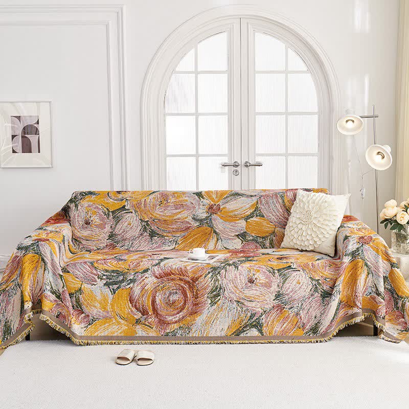 Ownkoti Abstract Floral Tassel Trim Sofa Protector - image 1