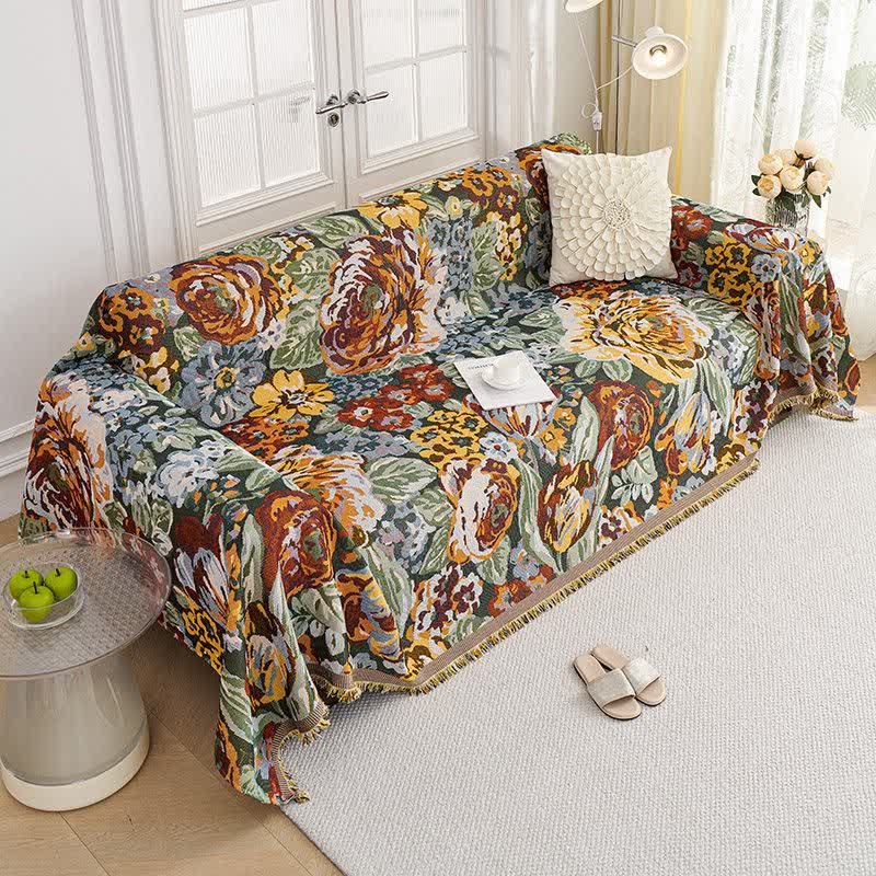 Ownkoti Vintage Floral Tassel Sofa Protector - image 1