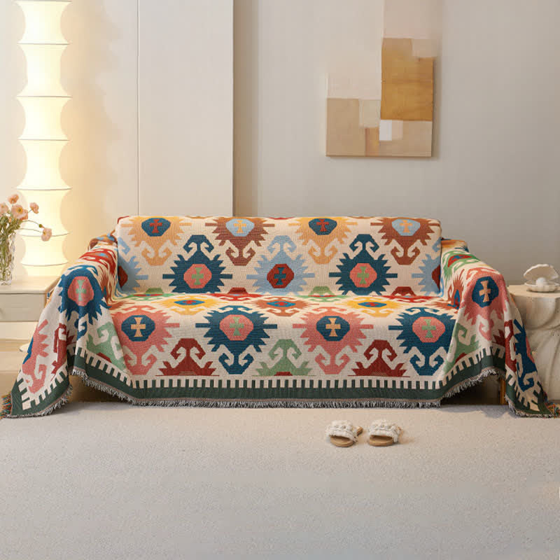 Ownkoti Boho Geometric Tassel Sofa Protector - image 1
