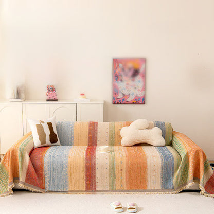 Ownkoti Colorful Stripe Tassel Sofa Protector - image 2