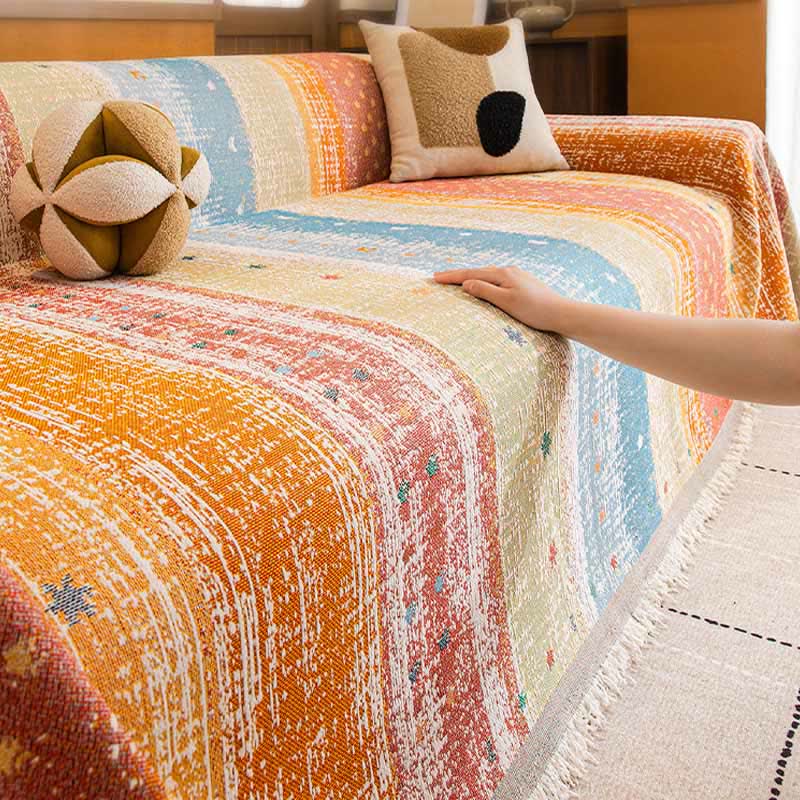 Ownkoti Sunset Stripe Tassel Sofa Protector - image 6