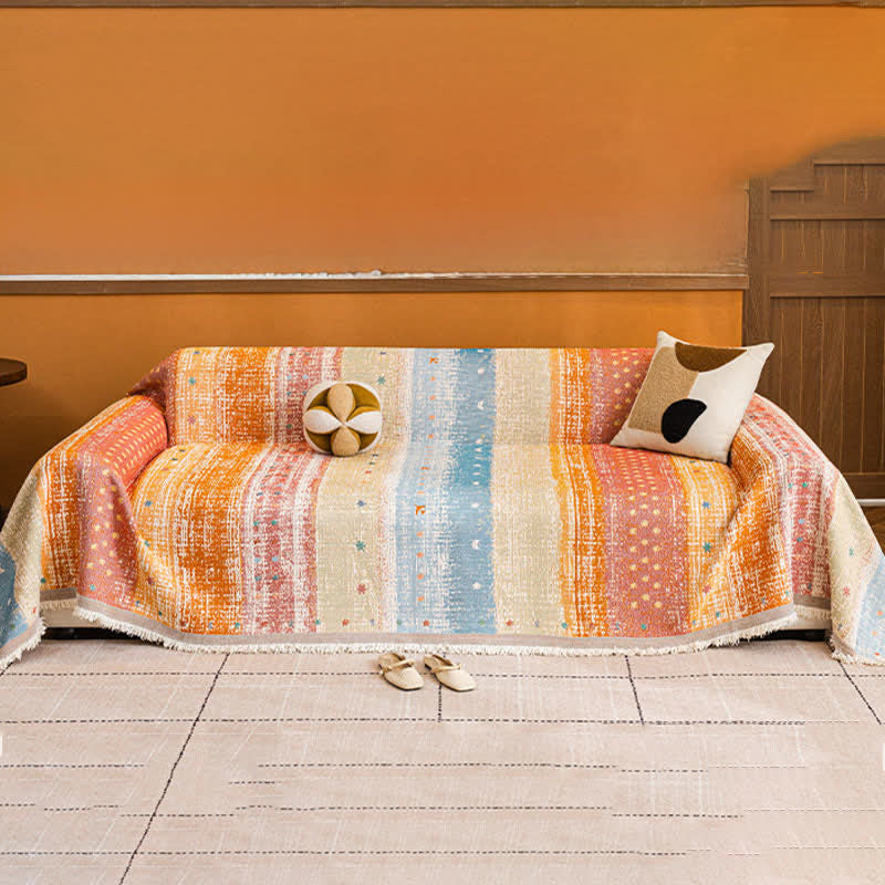 Ownkoti Sunset Stripe Tassel Sofa Protector - image 2