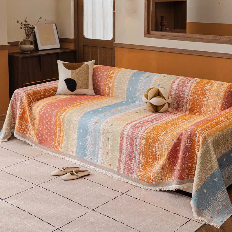 Ownkoti Sunset Stripe Tassel Sofa Protector - image 1