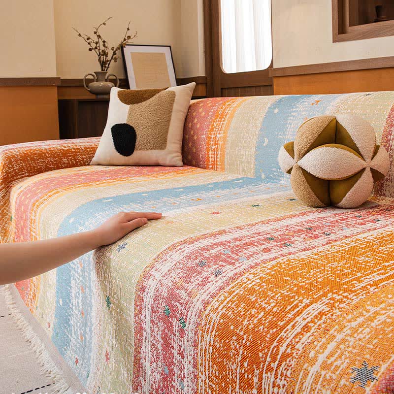 Ownkoti Sunset Stripe Tassel Sofa Protector - image 7