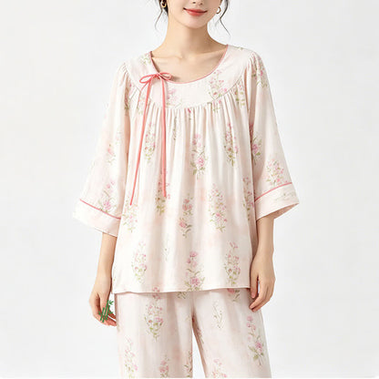 Ownkoti Floral Bamboo Cotton Tie Neck Pajamas - image 5