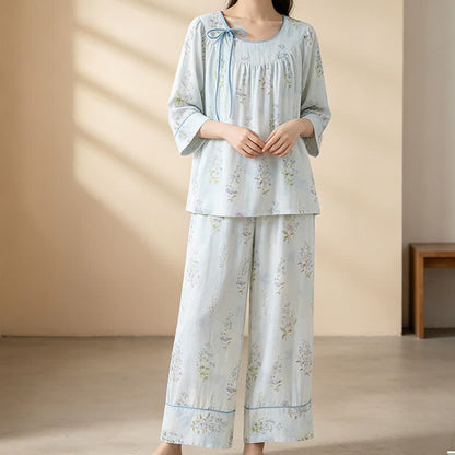 Ownkoti Floral Bamboo Cotton Tie Neck Pajamas - image 15