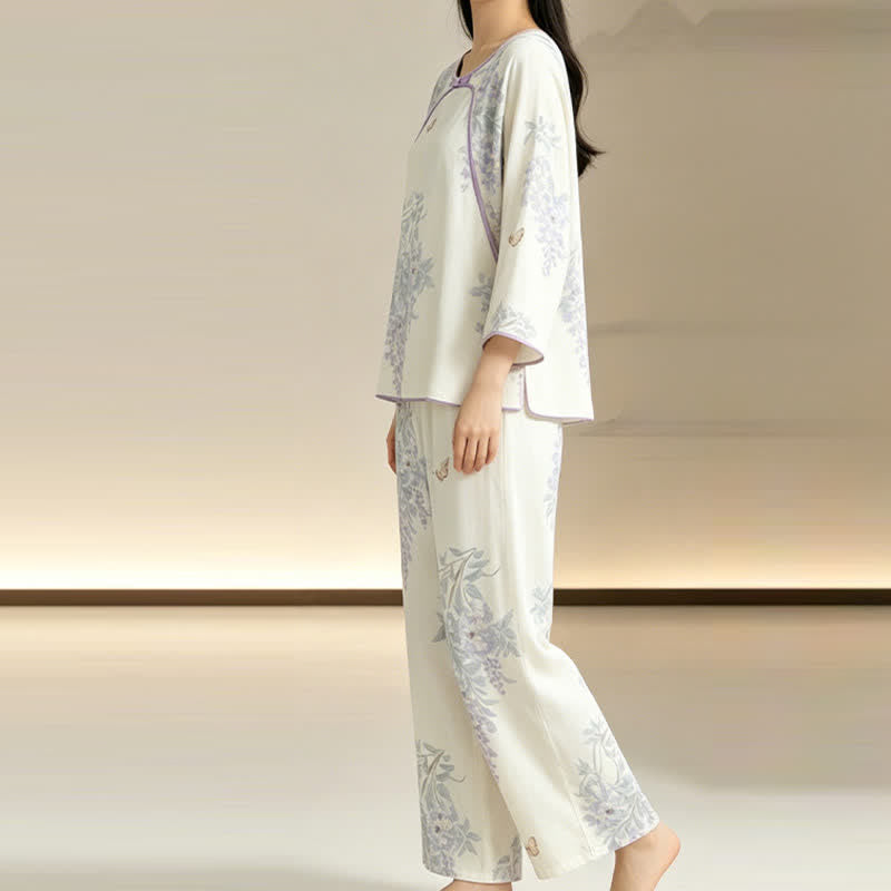 Ownkoti Floral Butterfly Bamboo Fiber Women's Pajamas - image 6