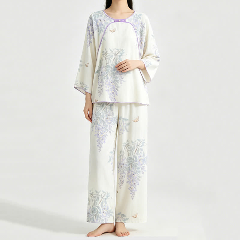 Ownkoti Floral Butterfly Bamboo Fiber Women's Pajamas - image 2