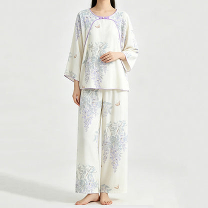 Ownkoti Floral Butterfly Bamboo Fiber Women's Pajamas - image 2