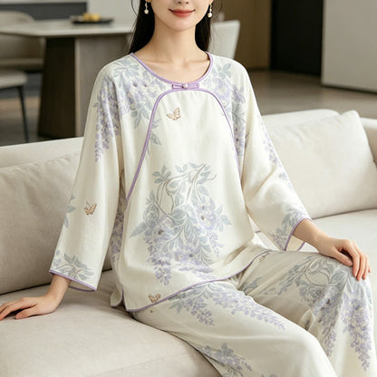 Ownkoti Floral Butterfly Bamboo Fiber Women's Pajamas - image 4