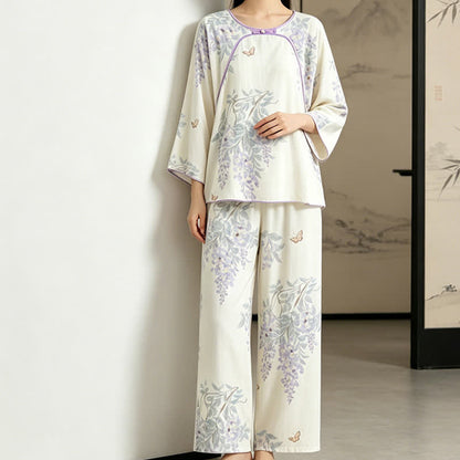 Ownkoti Floral Butterfly Bamboo Fiber Women's Pajamas - image 3