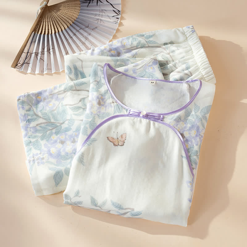 Ownkoti Floral Butterfly Bamboo Fiber Women's Pajamas - image 1