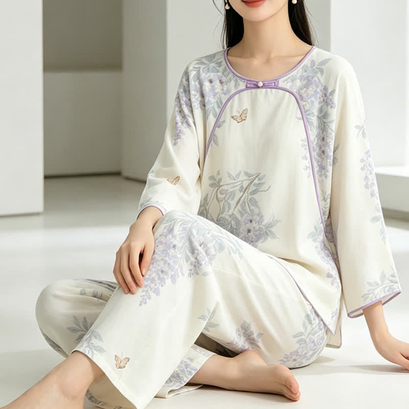 Ownkoti Floral Butterfly Bamboo Fiber Women's Pajamas - image 5