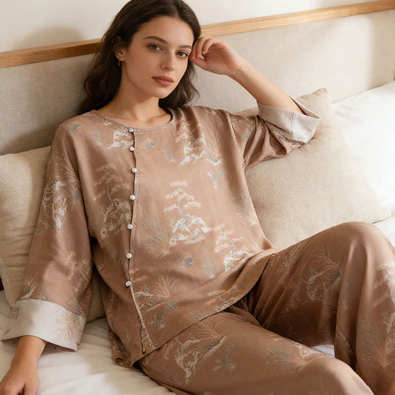 Ownkoti Oriental Print Fiber Women's Loungewear Set - image 3