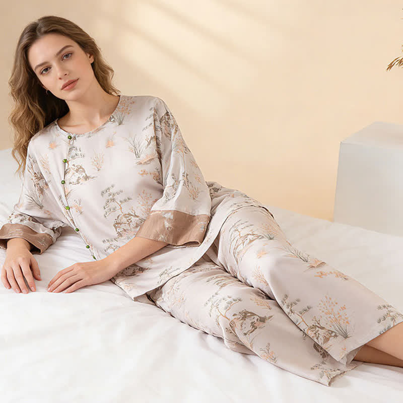 Ownkoti Oriental Print Fiber Women's Loungewear Set - image 11