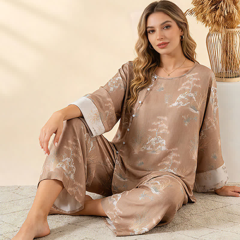 Ownkoti Oriental Print Fiber Women's Loungewear Set - image 4