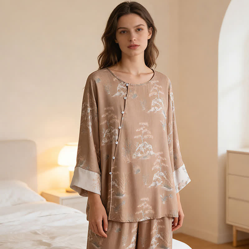 Ownkoti Oriental Print Fiber Women's Loungewear Set - image 5