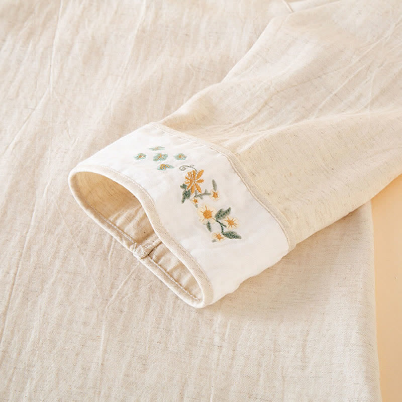 Ownkoti Floral Embroidered Cotton Linen Women's Pajamas - image 12