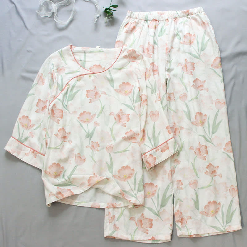 Ownkoti Tulip Print Bamboo Fiber Women's Pajamas - image 1