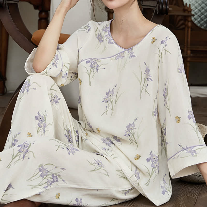 Ownkoti Iris Print Bamboo Fiber Women's Pajamas - image 3