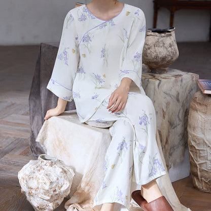 Ownkoti Iris Print Bamboo Fiber Women's Pajamas - image 1