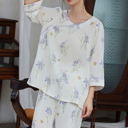 Ownkoti Iris Print Bamboo Fiber Women's Pajamas - image 4