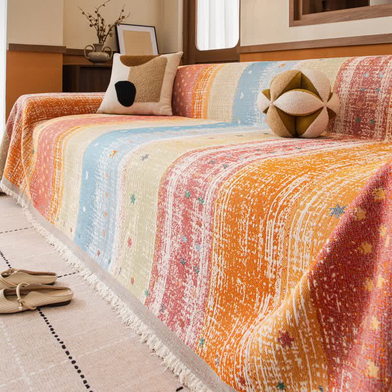 Ownkoti Sunset Stripe Tassel Sofa Protector - image 0