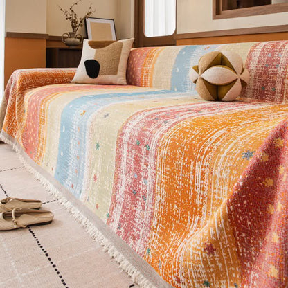 Ownkoti Sunset Stripe Tassel Sofa Protector - image 0