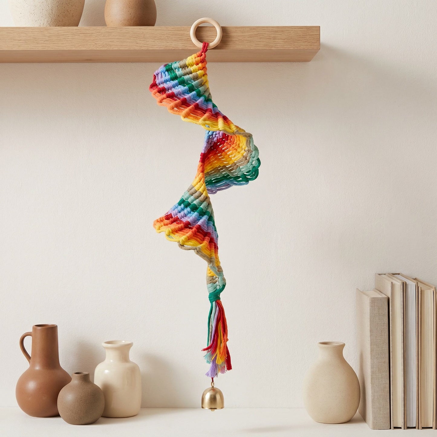 Ownkoti Boho Rainbow Macrame Hanging Bell Wall Decor - Rainbow - image 0