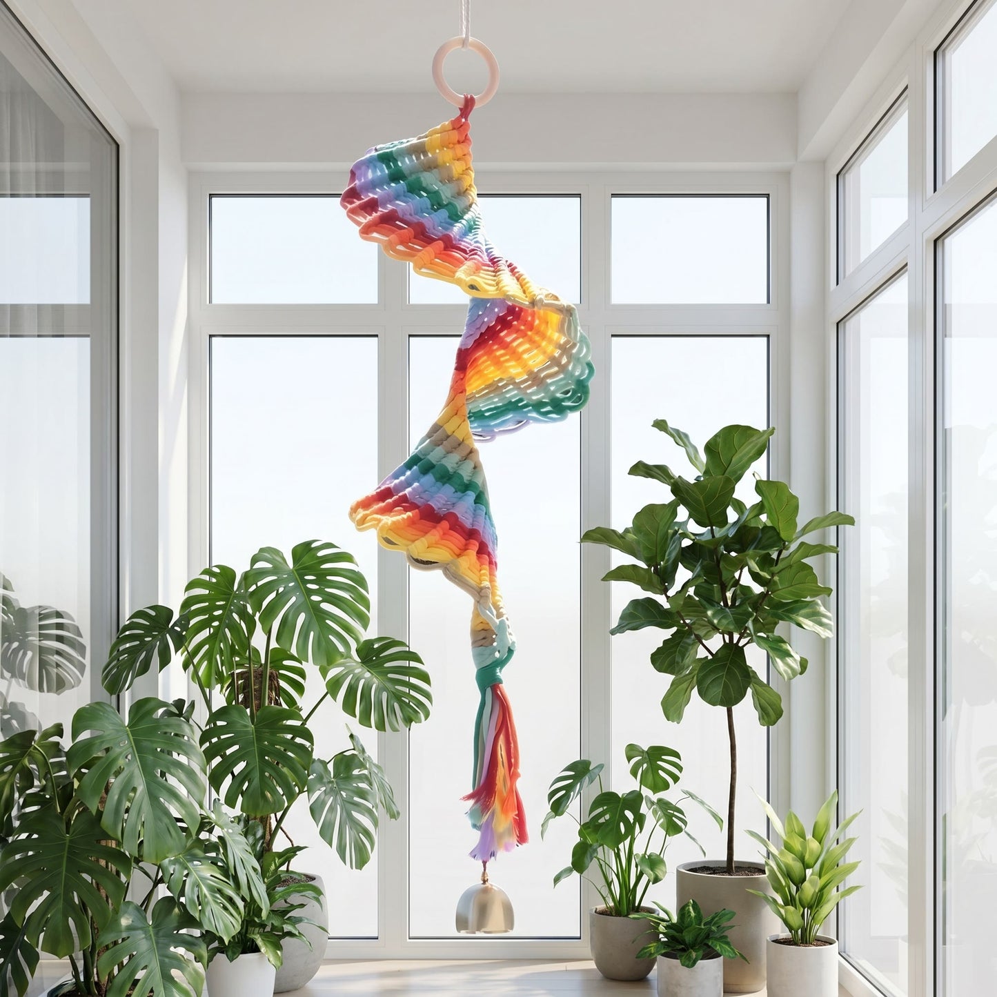 Ownkoti Boho Rainbow Macrame Hanging Bell Wall Decor - image 2