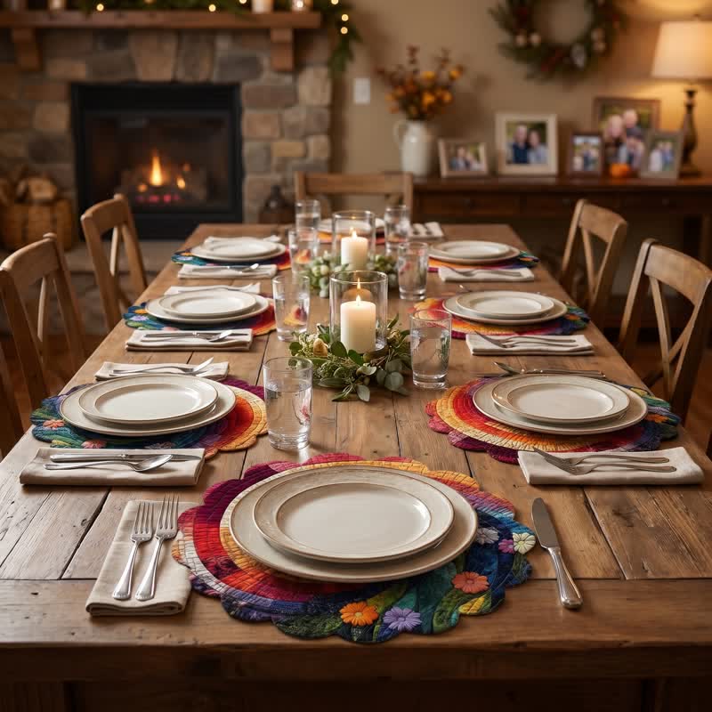 Ownkoti Rainbow Swirl Boho Polyester Placemat - image 2