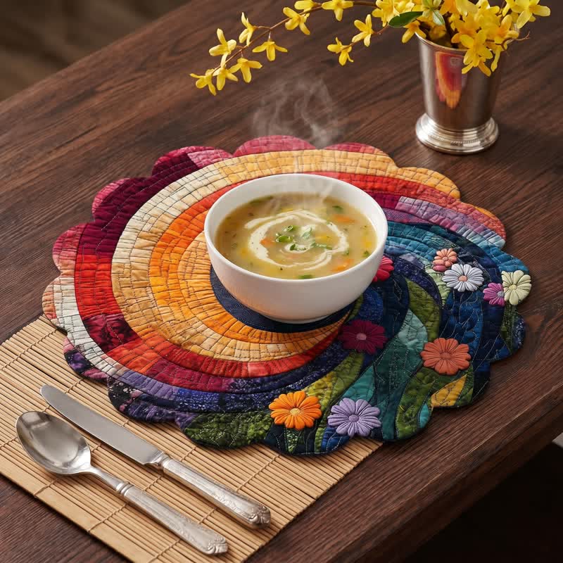Ownkoti Rainbow Swirl Boho Polyester Placemat - image 3
