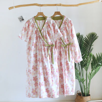 Ownkoti Sakura Floral Cotton Gauze Kimono Nightdress - image 1