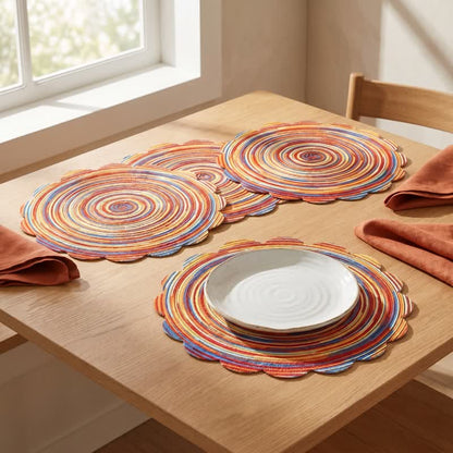 Ownkoti Nordic Retro Rainbow Woven Linen Placemats - image 3