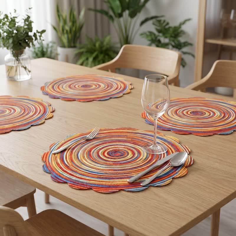 Ownkoti Nordic Retro Rainbow Woven Linen Placemats - image 4