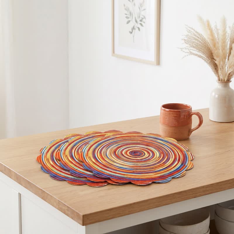 Ownkoti Nordic Retro Rainbow Woven Linen Placemats - image 1
