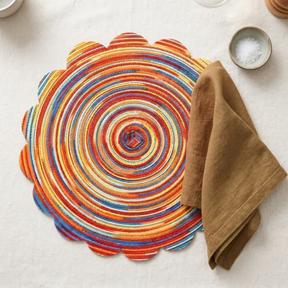 Ownkoti Nordic Retro Rainbow Woven Linen Placemats - Rainbow - image 0