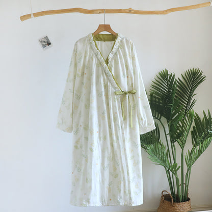 Ownkoti Forest Herbarium Cotton Gauze Yukata Dress - Beige - Long Sleeve - L - image 11