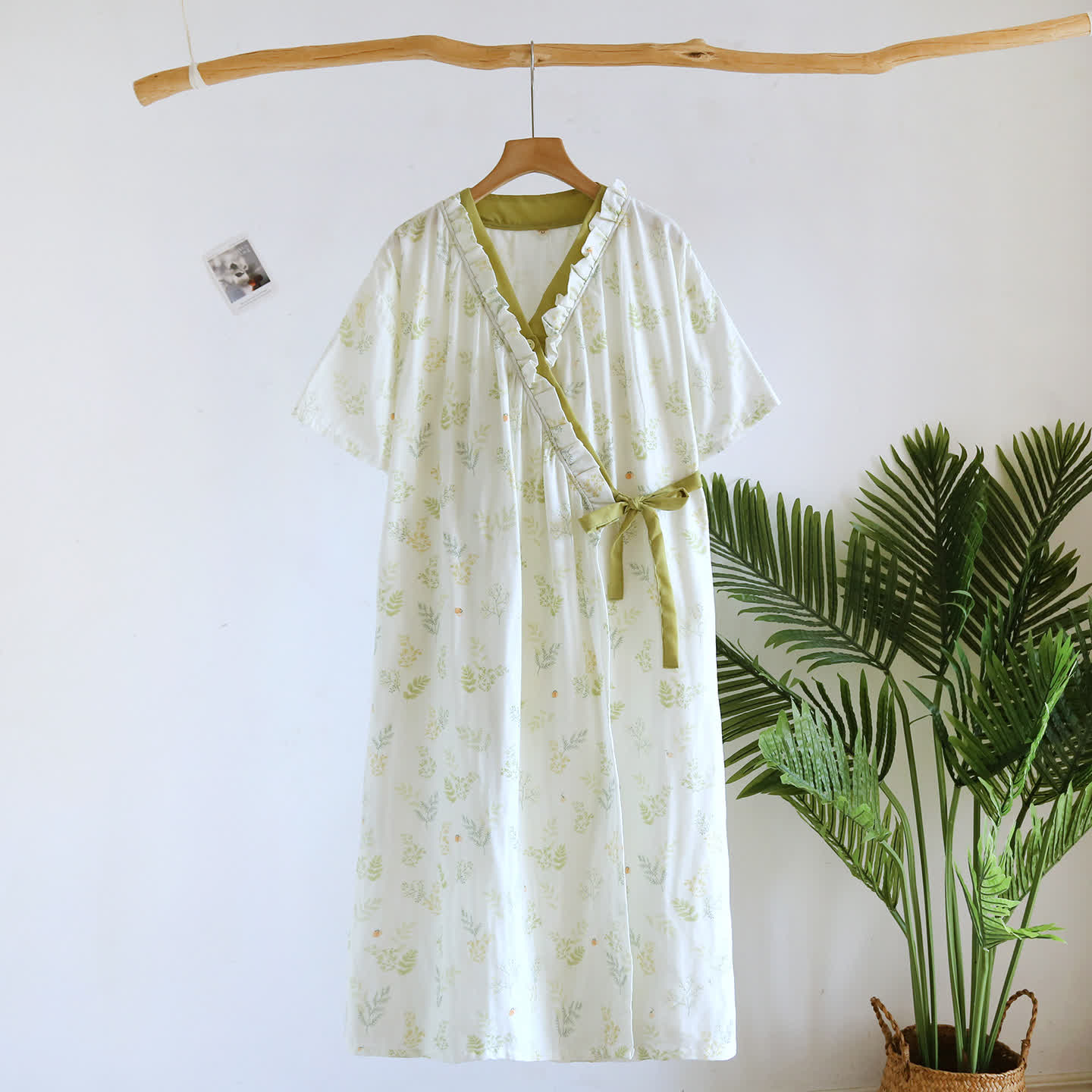 Ownkoti Forest Herbarium Cotton Gauze Yukata Dress - Beige - Short Sleeve - L - image 2