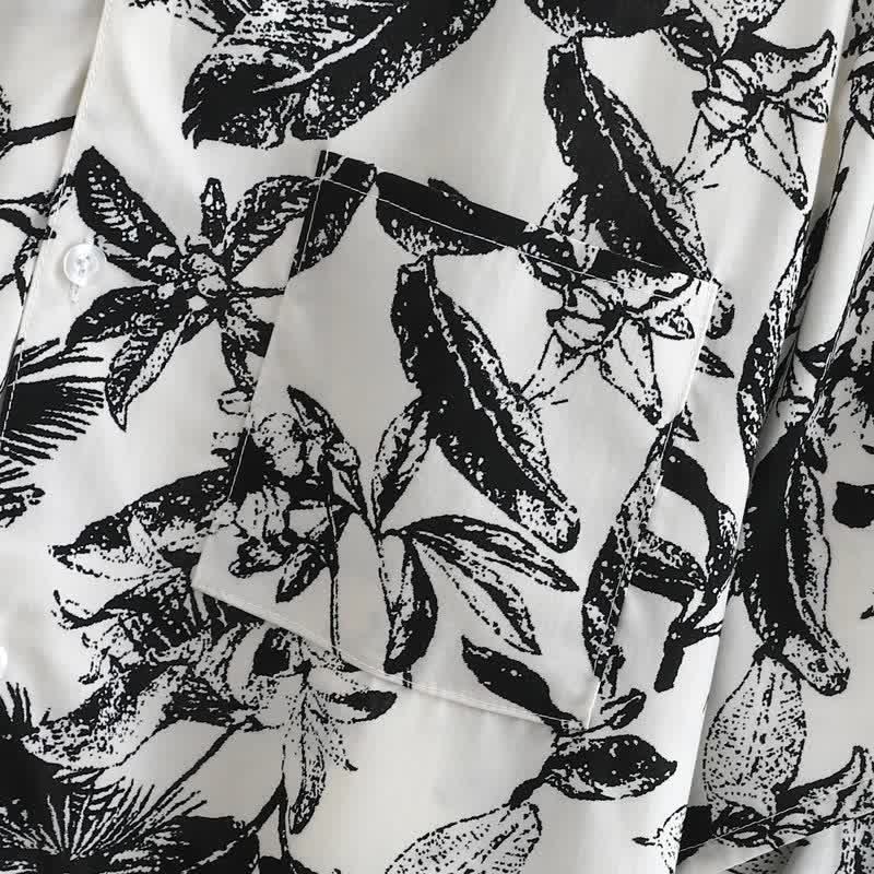 Ownkoti Monochrome Botanical Print Pajama Set - image 3