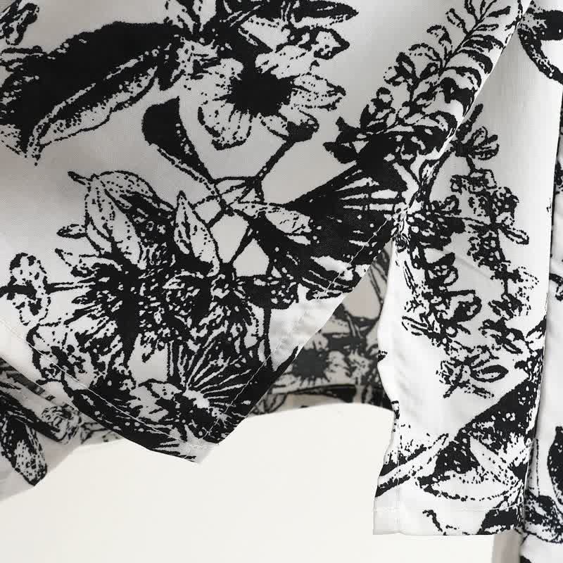 Ownkoti Monochrome Botanical Print Pajama Set - image 6